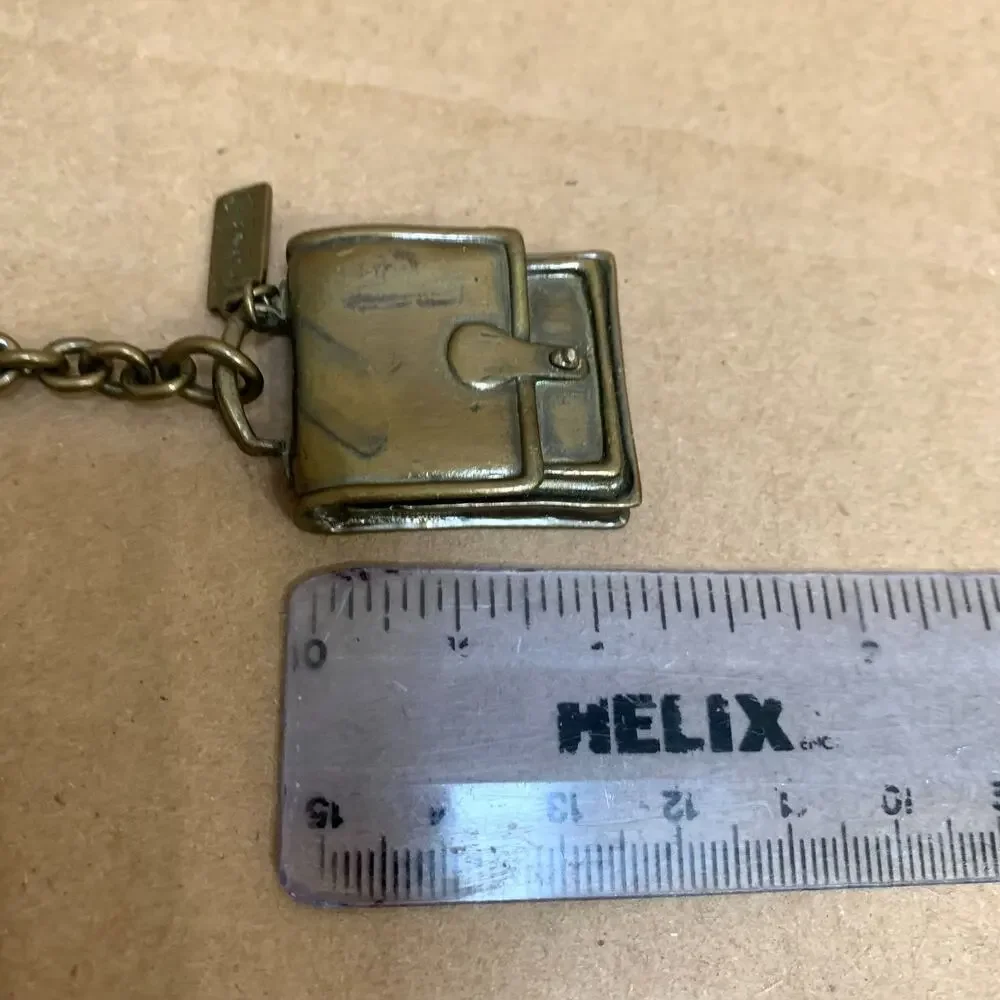 Authentic COACH Rare Vintage BRASS Bronze City Bag Key Ring Fob Charm FS170